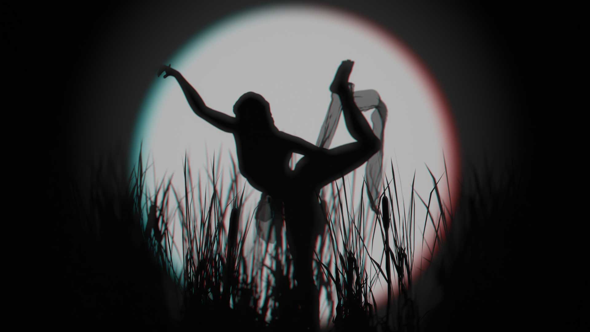 First scene of the shadow metamorphosis: the nymph Syrinx in the reeds.